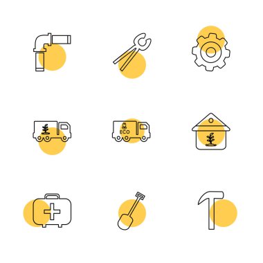 Beyaz arka plan üzerinde renkli daireler ile minimalist düz vektör app simgeleri