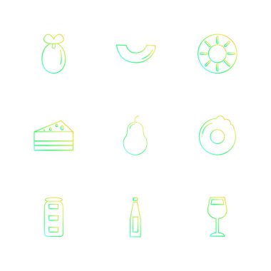 Beyaz arka plan üzerinde farklı minimalist düz vektör app simgeleri