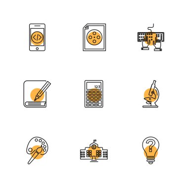 Beyaz arka plan üzerinde farklı minimalist düz vektör app simgeleri