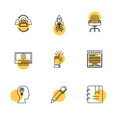 Beyaz arka plan üzerinde renkli minimalist düz vektör app simgeleri