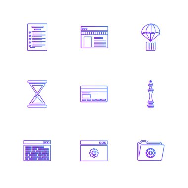 Beyaz arka plan üzerinde farklı minimalist düz vektör app simgeleri