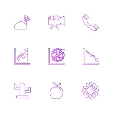 Basit düz app simgeleri ve logotypes, vektör çizim rastgele dizi