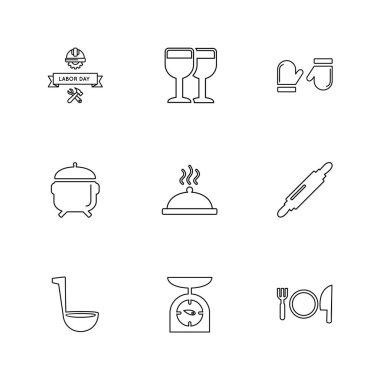 Beyaz arka plan üzerinde farklı minimalist düz vektör app simgeleri