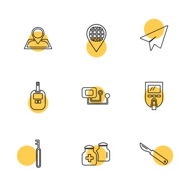 beyaz zemin üzerine minimalist düz vektör app simge kümesi