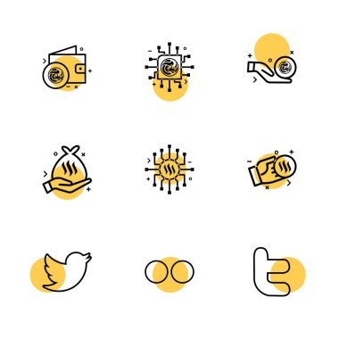 Beyaz arka plan üzerinde farklı minimalist düz vektör app simgeleri