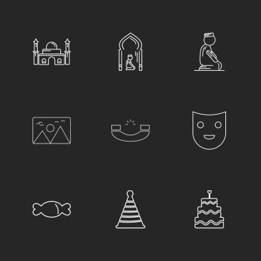 farklı minimalist düz vektör app simgeler siyah arka plan üzerine