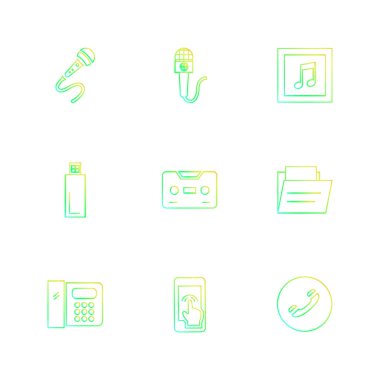 Beyaz arka plan üzerinde farklı minimalist düz vektör app simgeleri