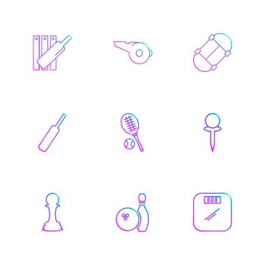 Farklı minimalist düz vektör app simgeleri, spor kavramı 
