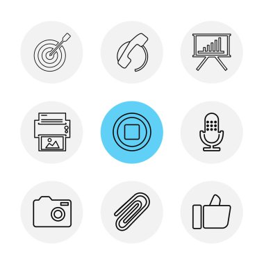 Beyaz arka plan üzerinde farklı minimalist düz vektör app simgeleri