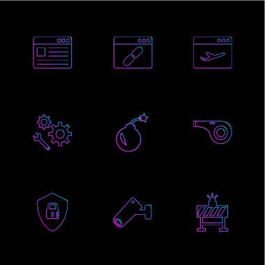 farklı minimalist düz vektör app simgeler siyah arka plan üzerine