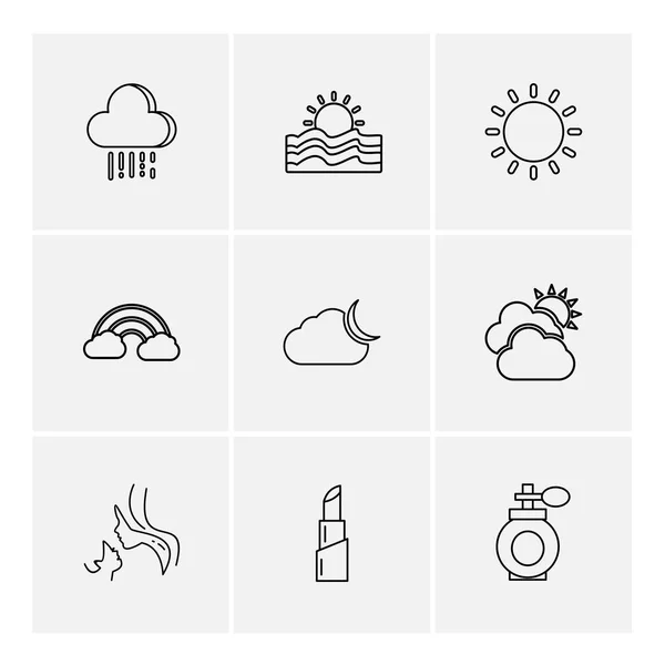 Different Minimalistic Flat Vector App Icons Gray Background — Stock Vector