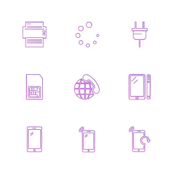 Iconos Aplicación Vector Plano Minimalista Sobre Fondo Blanco — Vector de stock