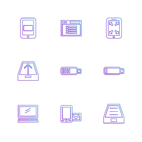 Set Minimalistic Flat Vector App Icons White Background — Stock Vector