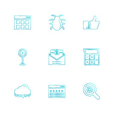 minimalist düz vektör app simgeleri beyaz arka plan üzerinde