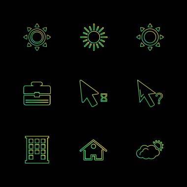 minimalist düz vektör app simgeler siyah arka plan üzerine