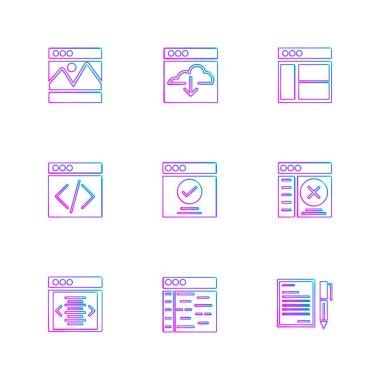 minimalist düz vektör app simgeleri beyaz arka plan üzerinde