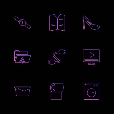 minimalist düz vektör app simgeler siyah arka plan üzerine