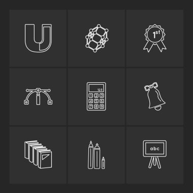 farklı minimalist düz vektör app simgeler siyah arka plan üzerine