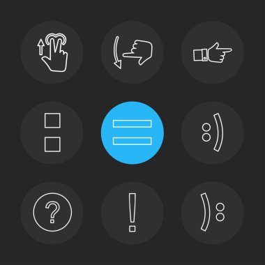 farklı minimalist düz vektör app simgeler siyah arka plan üzerine