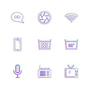 Beyaz arka plan üzerinde izole minimalist düz vektör app simgeleri