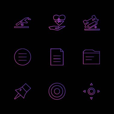 farklı minimalist düz vektör app simgeler siyah arka plan üzerine