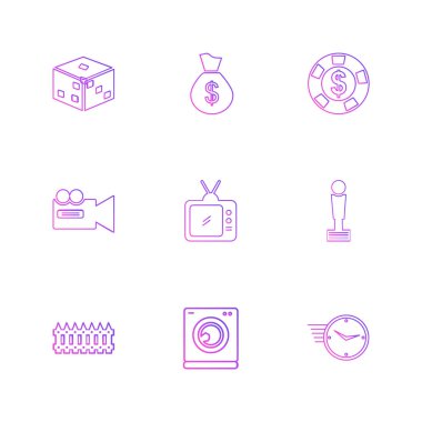 beyaz zemin üzerine minimalist düz vektör app simge kümesi