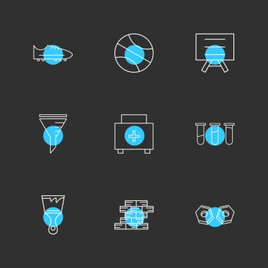 farklı minimalist düz vektör app simgeler siyah arka plan üzerine