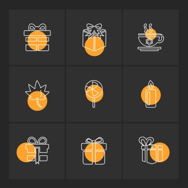 siyah arka plan üzerine minimalist düz vektör app simge kümesi