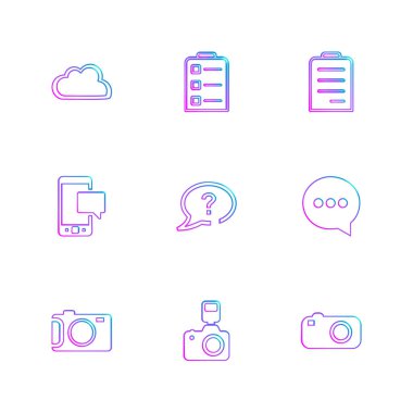 minimalist düz vektör app simgeleri beyaz arka plan üzerinde