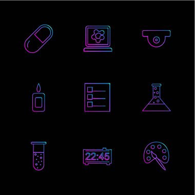 minimalist düz vektör app simgeler siyah arka plan üzerine