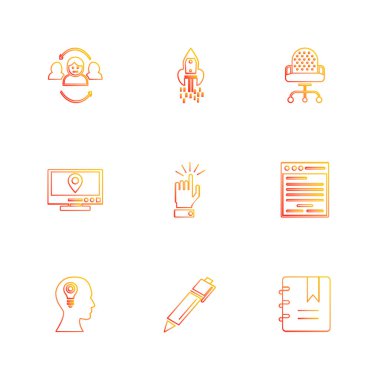 beyaz zemin üzerine minimalist düz vektör app simge kümesi