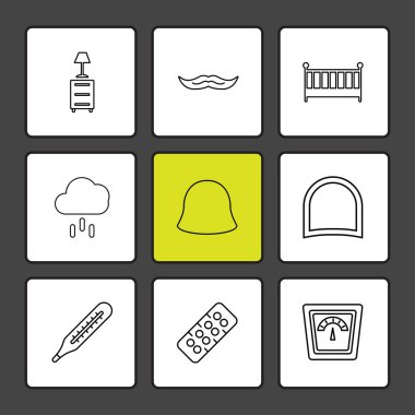 Beyaz arka plan üzerinde farklı minimalist düz vektör app simgeleri