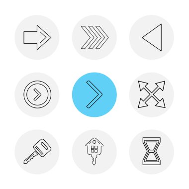 Beyaz arka plan üzerinde farklı minimalist düz vektör app simgeleri