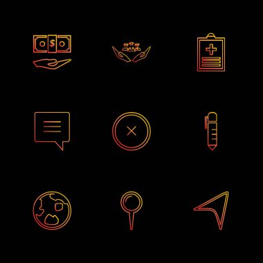 farklı minimalist düz vektör app simgeler siyah arka plan üzerine