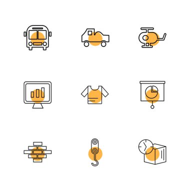 Beyaz arka plan üzerinde farklı minimalist düz vektör app simgeleri