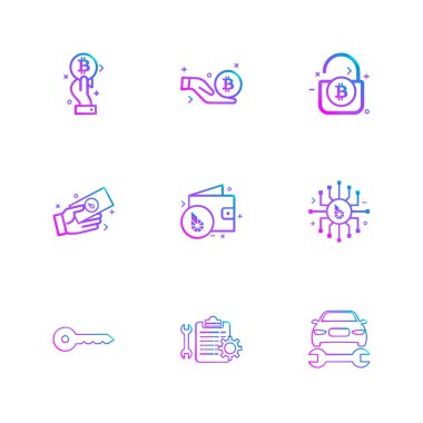 beyaz zemin üzerine minimalist düz vektör app simge kümesi