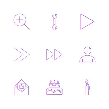 Beyaz arka plan üzerinde farklı minimalist düz vektör app simgeleri