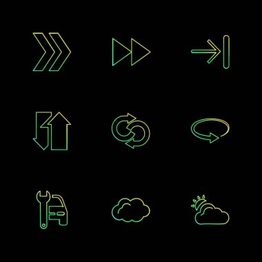 farklı minimalist düz vektör app simgeler siyah arka plan üzerine