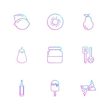 Beyaz arka plan üzerinde farklı minimalist düz vektör app simgeleri