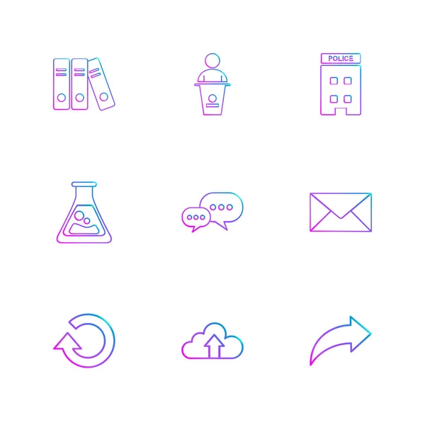 Serie Casuale Icone Logotipi Semplici App Piatte Illustrazione Vettoriale — Vettoriale Stock