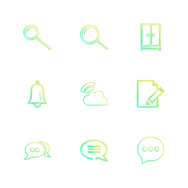 Verschillende Minimalistische Platte Vector App Pictogrammen Witte Achtergrond — Stockvector