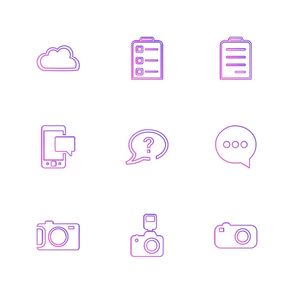 Iconos Aplicación Vector Plano Minimalista Sobre Fondo Blanco — Archivo Imágenes Vectoriales