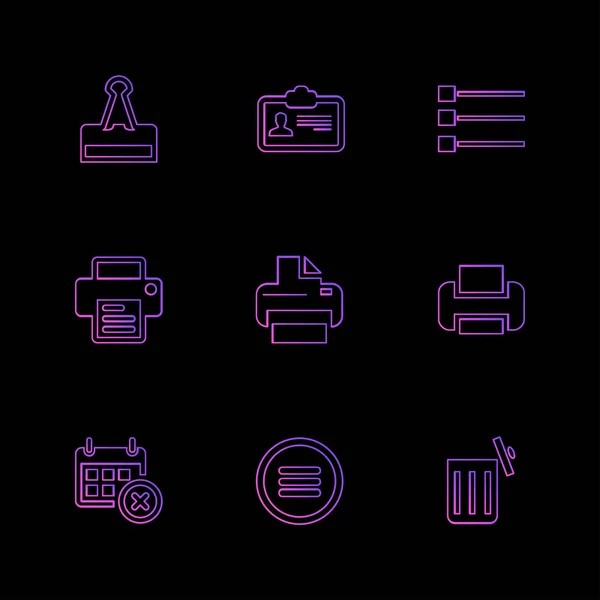 Verschillende Minimalistische Platte Vector App Pictogrammen — Stockvector