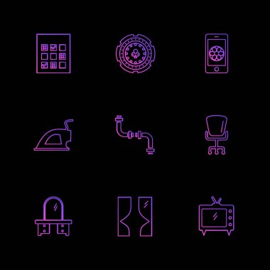 farklı minimalist düz vektör app simgeler siyah arka plan üzerine