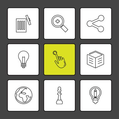 farklı minimalist düz vektör app simgeler siyah arka plan üzerine