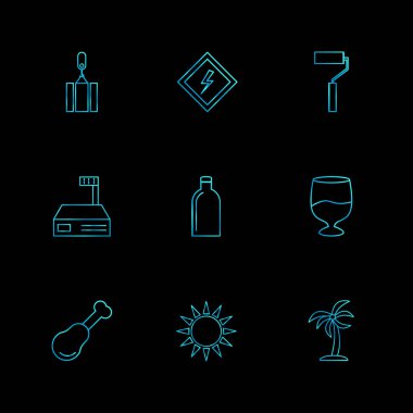 farklı minimalist düz vektör app simgeler siyah arka plan üzerine