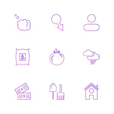 Beyaz arka plan üzerinde izole minimalist düz vektör app simgeleri