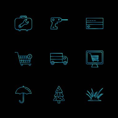 minimalist düz vektör app simgeler siyah arka plan üzerine