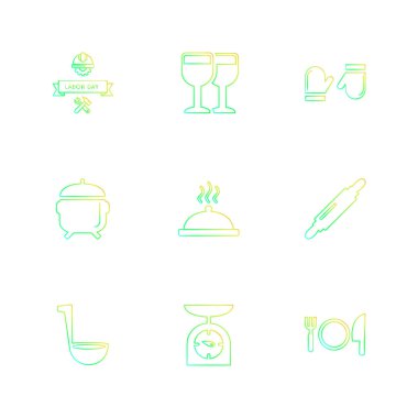 Beyaz arka plan üzerinde farklı minimalist düz vektör app simgeleri