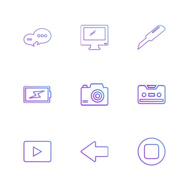 Beyaz arka plan üzerinde farklı minimalist düz vektör app simgeleri